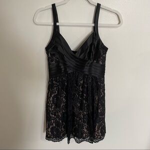 BCBG Maxazria black lace overlay cocktail mini dress 04